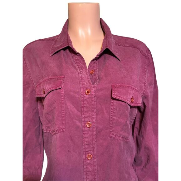 Pulp Women's shirt tencel button-down burgundy casual shirt L - Picture 4 of 6